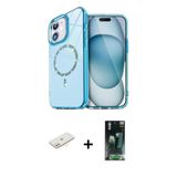 Marsilyan™- İphone 11 Kılıf Kıvılcım Form Prime - Şeffaf 360 Full Body Arka Koruyucu + Renkli Kamera Lens Koruma Cam - S