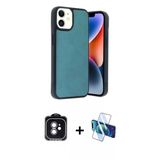 Marsilyan™- İphone 11 Kılıf Kıvılcım Işık Serisi - Siyah 3D Antistatik Cam Ekran Koruyucu + Pvd Metal Kamera Lens - Mı