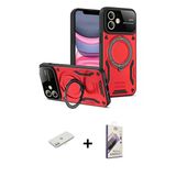 Marsilyan™- İphone 11 Kılıf Kıvılcım Modern Serisi - Siyah Bilvis 3D Mat Cam Ekran Koruyucu + Renkli Kamera Lens Koruma