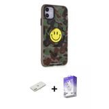 Marsilyan™- İphone 11 Kılıf Nova Doku Koleksiyonu - Siyah Bilvis 5İn1 3D Magic Cam Ekran Koruyucu + Renkli Kamera Lens K