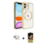 Marsilyan™- İphone 11 Kılıf Nova Işık Özel Seri - Siyah Buffer Cam Ekran Koruyucu + Pers Alüminyum Kamera Lens - Gd