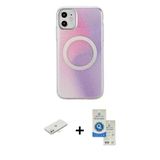 Marsilyan™- İphone 11 Kılıf Pusula Form - Şeffaf Royal Nano Ekran Koruyucu + Renkli Kamera Lens Koruma Cam - Sı