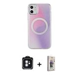 Marsilyan™- İphone 11 Kılıf Pusula Form - Siyah Bilvis 3D Cam Ekran Koruyucu + Pvd Metal Kamera Lens - Mı
