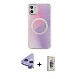 Marsilyan™- İphone 11 Kılıf Pusula Form - Siyah Bilvis 3D Cam Ekran Koruyucu + Raze Metal Kamera Lens - Mr