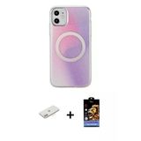 Marsilyan™- İphone 11 Kılıf Pusula Form - Siyah Buffer Hayalet Cam Ekran Koruyucu + Renkli Kamera Lens Koruma Cam - Pe