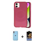 Marsilyan™- İphone 11 Kılıf Ufuk Serisi - Siyah Buffer Hayalet Cam Ekran Koruyucu + Neon Fosforlu Kamera Lens - Tu