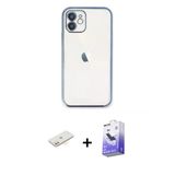 Marsilyan™- İphone 11 Kılıf Vadi Minimal - Siyah Bilvis 5İn1 5D Magic Hayalet Cam Ekran Koruyucu + Renkli Kamera Lens Ko