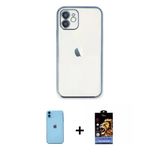 Marsilyan™- İphone 11 Kılıf Vadi Minimal - Siyah Buffer Hayalet Cam Ekran Koruyucu + Neon Fosforlu Kamera Lens - Mı