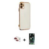 Marsilyan™- İphone 11 Kılıf Yankı Serisi - Şeffaf 360 Full Body Arka Koruyucu + Pers Alüminyum Kamera Lens - Kı