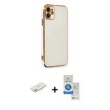 Marsilyan™- İphone 11 Kılıf Yankı Serisi - Şeffaf Royal Nano Ekran Koruyucu + Renkli Kamera Lens Koruma Cam - Pe
