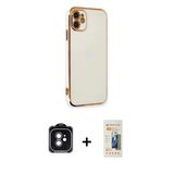 Marsilyan™- İphone 11 Kılıf Yankı Serisi - Siyah 6D Mat Seramik Hayalet Nano Ekran Koruyucu + Pvd Metal Kamera Lens - Sh