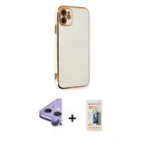 Marsilyan™- İphone 11 Kılıf Yankı Serisi - Siyah 6D Mat Seramik Hayalet Nano Ekran Koruyucu + Raze Metal Kamera Lens - M