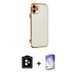 Marsilyan™- İphone 11 Kılıf Yankı Serisi - Siyah Bilvis 5İn1 3D Magic Cam Ekran Koruyucu + Pvd Metal Kamera Lens - Tu