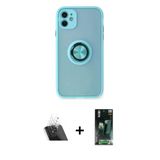 Marsilyan™- İphone 11 Kılıf Yörünge Çizgi - Siyah 360 Mat Full Body Arka Koruyucu + Kamera Lens Koruma Cam - Sf