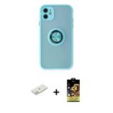 Marsilyan™- İphone 11 Kılıf Yörünge Çizgi - Siyah Buffer Cam Ekran Koruyucu + Renkli Kamera Lens Koruma Cam - Tu