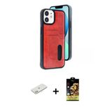 Marsilyan™- İphone 11 Kılıf Yörünge Işık Serisi - Siyah Buffer Cam Ekran Koruyucu + Renkli Kamera Lens Koruma Cam - Tu