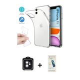 Marsilyan™- İphone 11 Kılıf Zirve Doku - Şeffaf Pasifik Cam Ekran Koruyucu + Pvd Metal Kamera Lens - Sh
