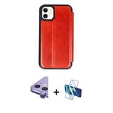 Marsilyan™- İphone 11 Kılıf Zirve Yansıma Serisi - Siyah 3D Antistatik Cam Ekran Koruyucu + Raze Metal Kamera Lens - Mr