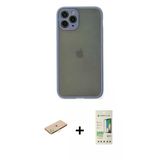 Marsilyan™- İphone 11 Pro Kılıf Ahenk Çizgi Serisi - Siyah 20D Premium Cam Ekran Koruyucu + Renkli Kamera Lens Koruma Ca