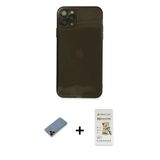 Marsilyan™- İphone 11 Pro Kılıf Ahenk Doku - Siyah Mat Seramik Nano Ekran Koruyucu + Metal Kamera Lens Koruma Cam - Kı