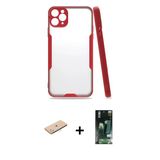 Marsilyan™- İphone 11 Pro Kılıf Atlas Asil Serisi - Siyah 360 Mat Full Body Arka Koruyucu + Renkli Kamera Lens Koruma Ca