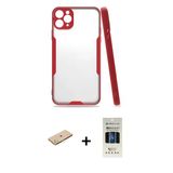Marsilyan™- İphone 11 Pro Kılıf Atlas Asil Serisi - Siyah 5D Hayalet Cam Ekran Koruyucu + Renkli Kamera Lens Koruma Cam