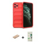 Marsilyan™- İphone 11 Pro Kılıf Atlas Koleksiyonu - Siyah 20D Premium Cam Ekran Koruyucu + Renkli Kamera Lens Koruma Cam