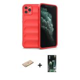 Marsilyan™- İphone 11 Pro Kılıf Atlas Koleksiyonu - Siyah 360 Mat Full Body Arka Koruyucu + Renkli Kamera Lens Koruma Ca