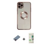Marsilyan™- İphone 11 Pro Kılıf Pusula Form - Siyah 20D Premium Cam Ekran Koruyucu + Metal Kamera Lens Koruma Cam - Kı