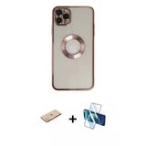 Marsilyan™- İphone 11 Pro Kılıf Pusula Form - Siyah 3D Antistatik Seramik Nano Ekran Koruyucu + Renkli Kamera Lens Korum