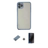 Marsilyan™- İphone 11 Pro Kılıf Vadi Minimal - Siyah 3D Antistatik Hayalet Cam Ekran Koruyucu + Shine Kamera Lens Koruma