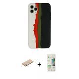 Marsilyan™- İphone 11 Pro Kılıf Yadigar Çizgi - Siyah 20D Premium Cam Ekran Koruyucu + Renkli Kamera Lens Koruma Cam - Y