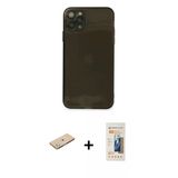 Marsilyan™- İphone 11 Pro Max Kılıf Ahenk Doku - Siyah 6D Mat Seramik Hayalet Nano Ekran Koruyucu + Renkli Kamera Lens K