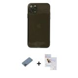 Marsilyan™- İphone 11 Pro Max Kılıf Ahenk Doku - Siyah Seramik Nano Ekran Koruyucu + Shine Kamera Lens Koruma Cam - Gı