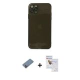 Marsilyan™- İphone 11 Pro Max Kılıf Ahenk Doku - Siyah Seramik Nano Ekran Koruyucu + Shine Kamera Lens Koruma Cam - Pe