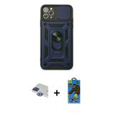 Marsilyan™- İphone 11 Pro Max Kılıf Ahenk Klasik - Siyah 18D Cam Ekran Koruyucu + Pers Alüminyum Kamera Lens - Lt