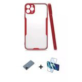 Marsilyan™- İphone 11 Pro Max Kılıf Atlas Asil Serisi - Siyah 3D Antistatik Cam Ekran Koruyucu + Shine Kamera Lens Korum