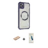 Marsilyan™- İphone 11 Pro Max Kılıf Kutup Modern - Şeffaf Pasifik Cam Ekran Koruyucu + Renkli Kamera Lens Koruma Cam - T