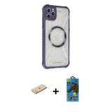 Marsilyan™- İphone 11 Pro Max Kılıf Kutup Modern - Siyah 18D Cam Ekran Koruyucu + Renkli Kamera Lens Koruma Cam - Mı