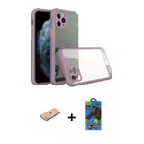 Marsilyan™- İphone 11 Pro Max Kılıf Nova Asil Özel Seri - Siyah 18D Cam Ekran Koruyucu + Renkli Kamera Lens Koruma Cam -