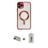 Marsilyan™- İphone 11 Pro Max Kılıf Nova Işık Özel Seri - Siyah Polymer Nano Ekran Koruyucu + Rainbow Kamera Lens Koruma