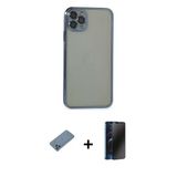 Marsilyan™- İphone 11 Pro Max Kılıf Vadi Minimal - Siyah 3D Antistatik Hayalet Cam Ekran Koruyucu + Shine Kamera Lens Ko