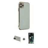 Marsilyan™- İphone 11 Pro Max Kılıf Yankı Serisi - Şeffaf 360 Full Body Arka Koruyucu + Rainbow Kamera Lens Koruma Cam -