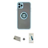 Marsilyan™- İphone 11 Pro Max Kılıf Yörünge Çizgi - Şeffaf Pasifik Cam Ekran Koruyucu + Rainbow Kamera Lens Koruma Cam -