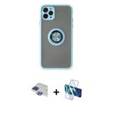 Marsilyan™- İphone 11 Pro Max Kılıf Yörünge Çizgi - Siyah 3D Antistatik Cam Ekran Koruyucu + Pers Alüminyum Kamera Lens