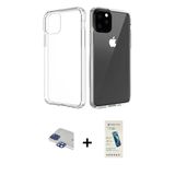 Marsilyan™- İphone 11 Pro Max Kılıf Zirve Doku - Şeffaf Pasifik Cam Ekran Koruyucu + Pers Alüminyum Kamera Lens - Lt