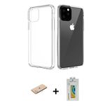 Marsilyan™- İphone 11 Pro Max Kılıf Zirve Doku - Siyah Polymer Nano Ekran Koruyucu + Renkli Kamera Lens Koruma Cam - Mı
