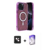 Marsilyan™- İphone 14 Kılıf Eksen Çizgi - Siyah Bilvis 5İn1 3D Magic Cam Ekran Koruyucu + Pvd Metal Kamera Lens - Pe