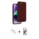 Marsilyan™- İphone 14 Kılıf Vadi Çizgi Prime - Siyah Bilvis 3D Mat Cam Ekran Koruyucu + Diamond Kamera Lens - Pe