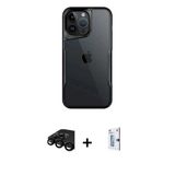 Marsilyan™- İphone 15 Pro Kılıf Akış Çizgi Koleksiyonu - Siyah Bilvis 0.18Mm Plus Cam Ekran Koruyucu + Raze Metal Kamera